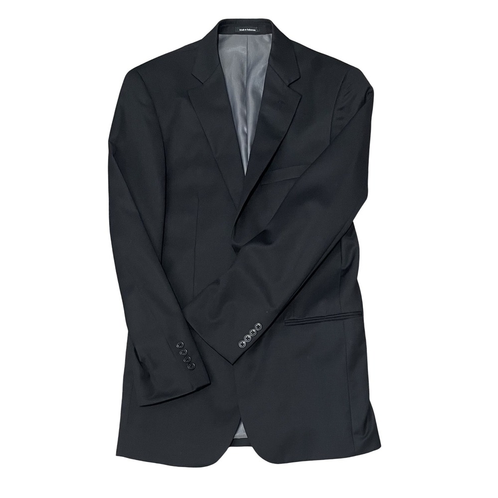Wilke-Rodriguez Mens Black Two-Button Blazer Suit Jacket
